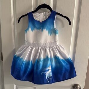 Disney Frozen Blue and White Sleeveless Dress with Elsa and Horse Print